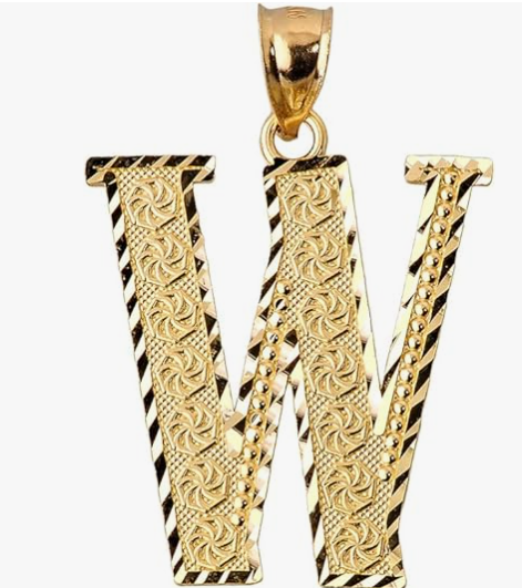 10k Yellow Gold Initial Letters A-Z Charm Pendant - 1 INCH