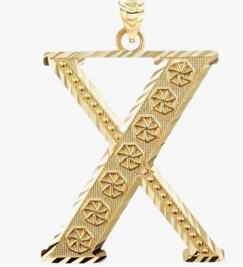 10k Yellow Gold Initial Letters A-Z Charm Pendant - 1 INCH