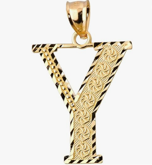 10k Yellow Gold Initial Letters A-Z Charm Pendant - 1 INCH