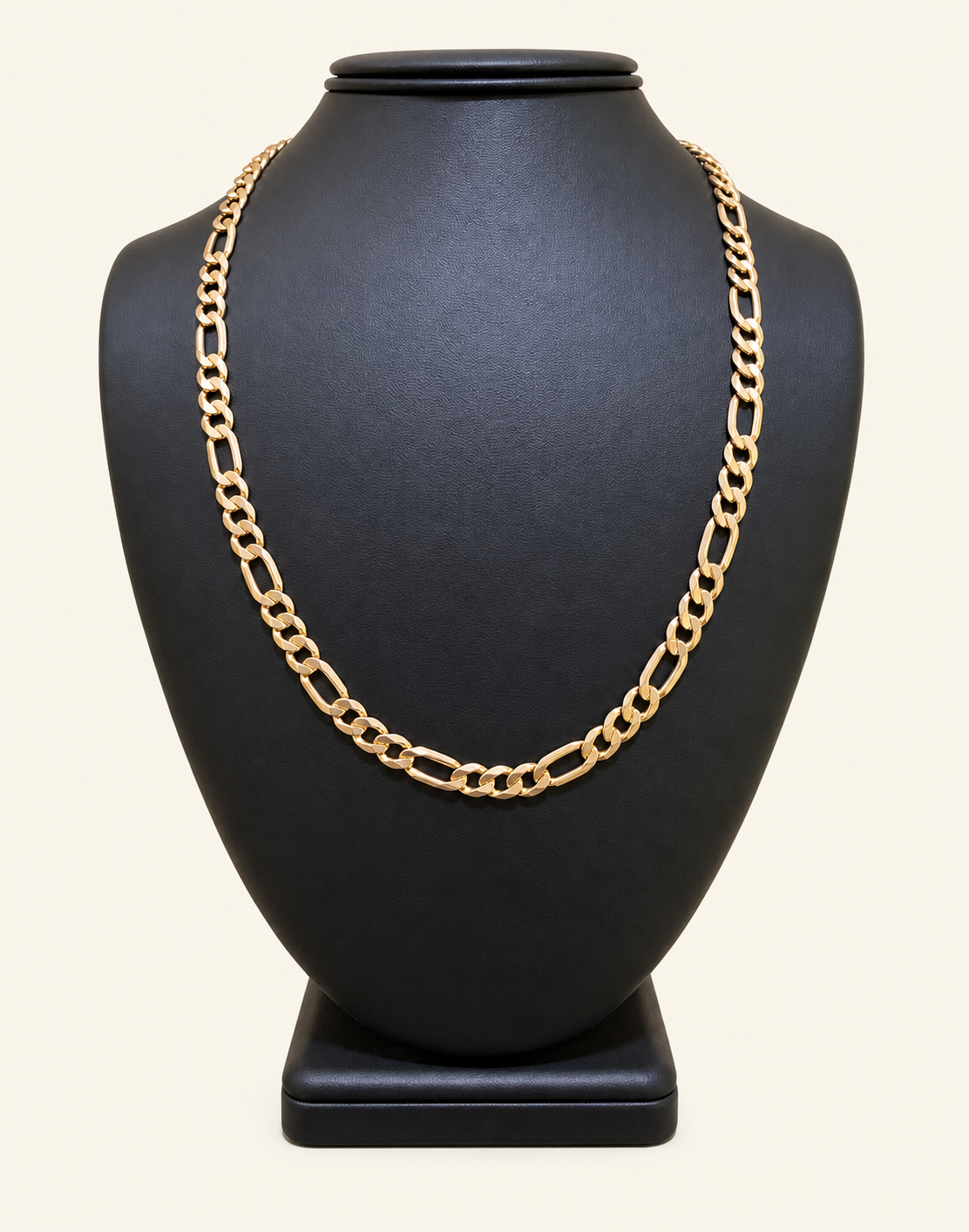 10K Champagne Gold Solid Figaro Chain – 22" | 6.2mm R1523