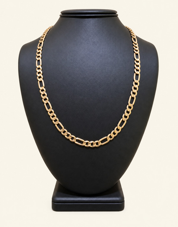 10K Champagne Gold Solid Figaro Chain – 22" | 6.2mm R1523