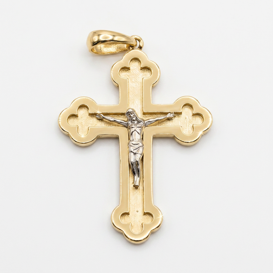14KT 2-Tone Crucifix Pendant