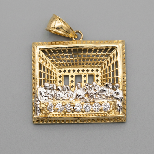 14KT Gold CZ Last Supper Pendant – R724