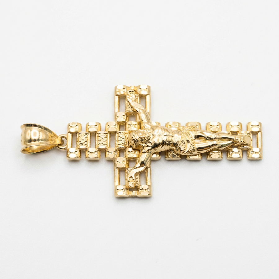 14KT WATCH STYLE CROSS