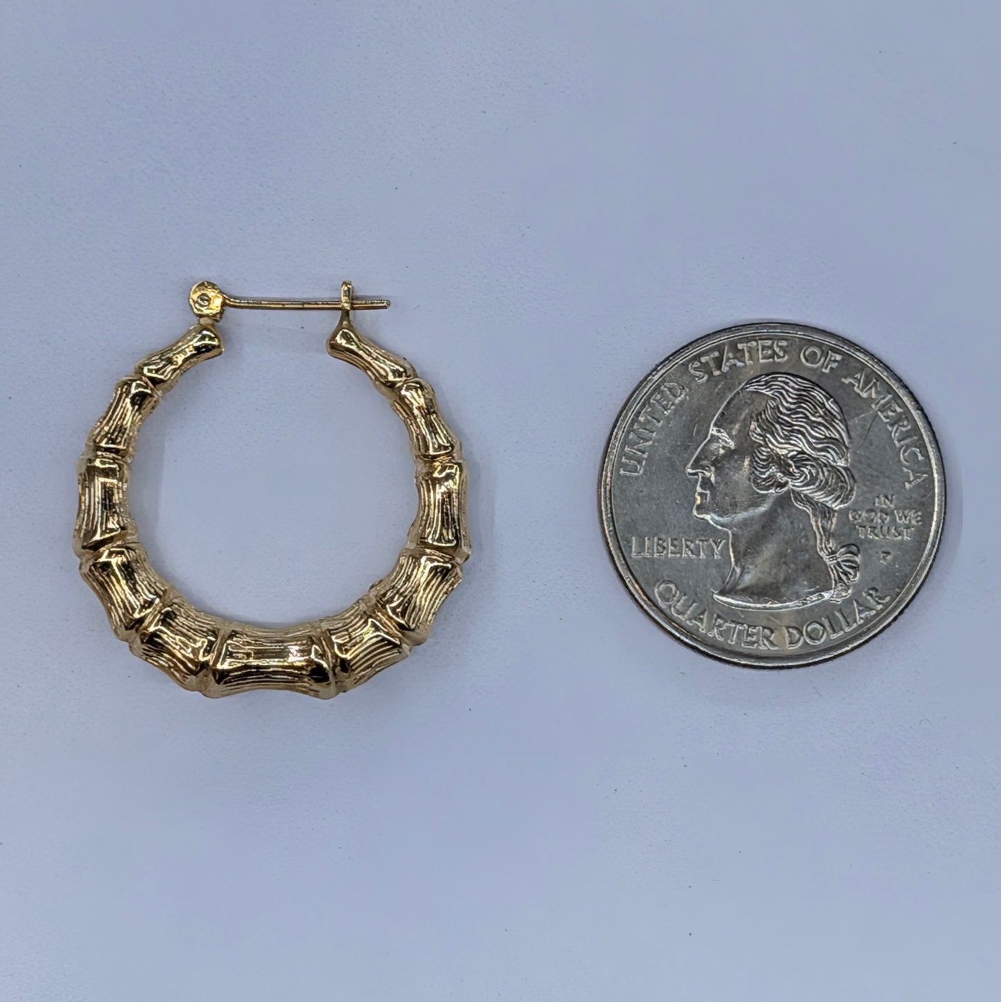 14K Yellow Gold Bamboo Style Hoop Earrings – 3.3 Grams