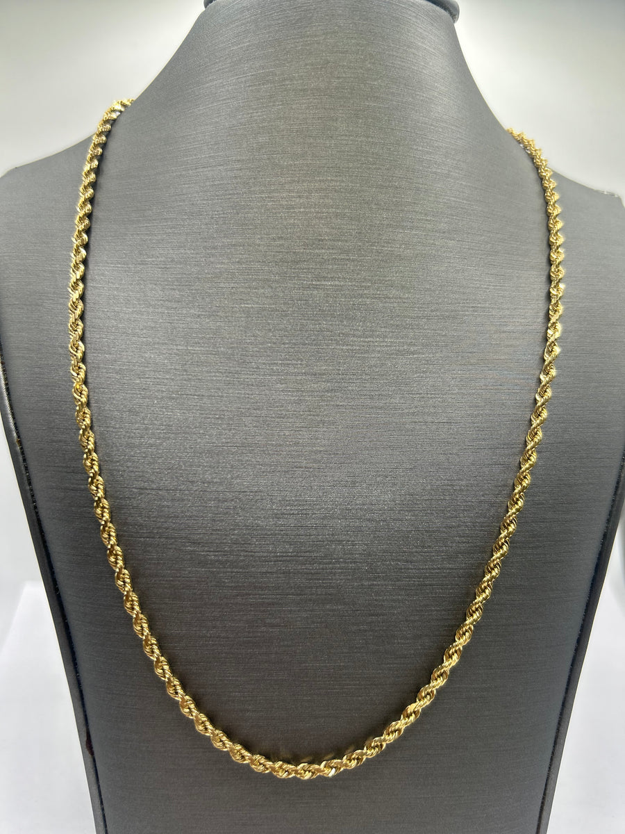 14KT Yellow Solid Gold Rope Chain 2.3mm 20 Inches