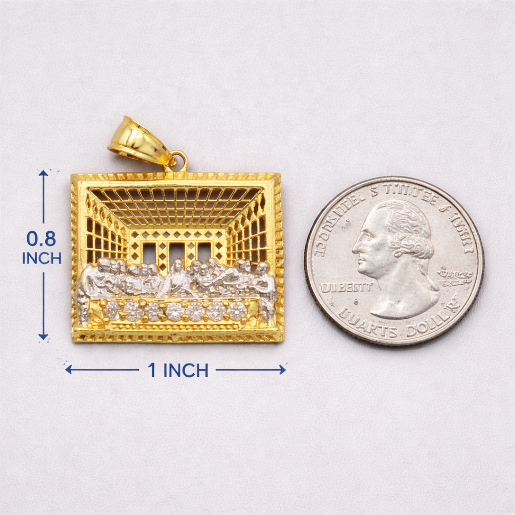 14KT Gold CZ Last Supper Pendant – R724