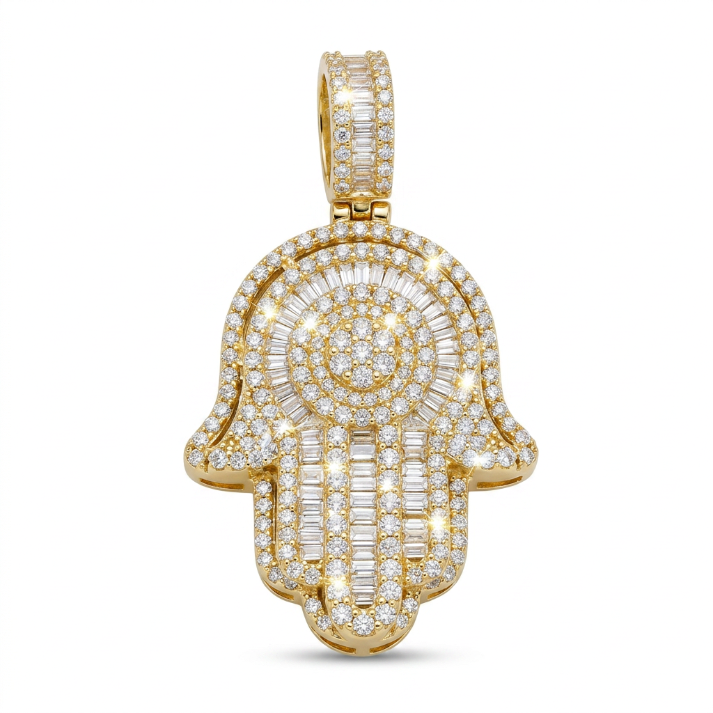 10Kt Diamond Hamsa Pendant