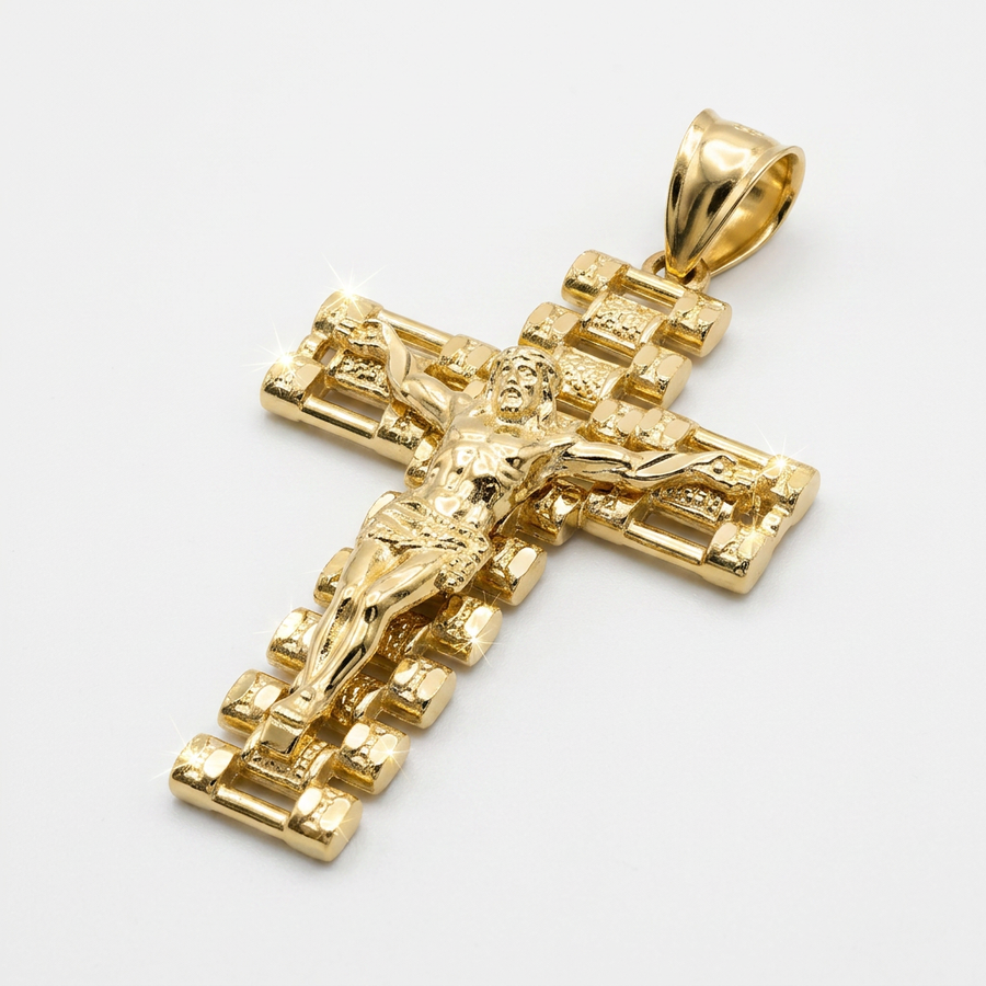 14KT WATCH STYLE CROSS