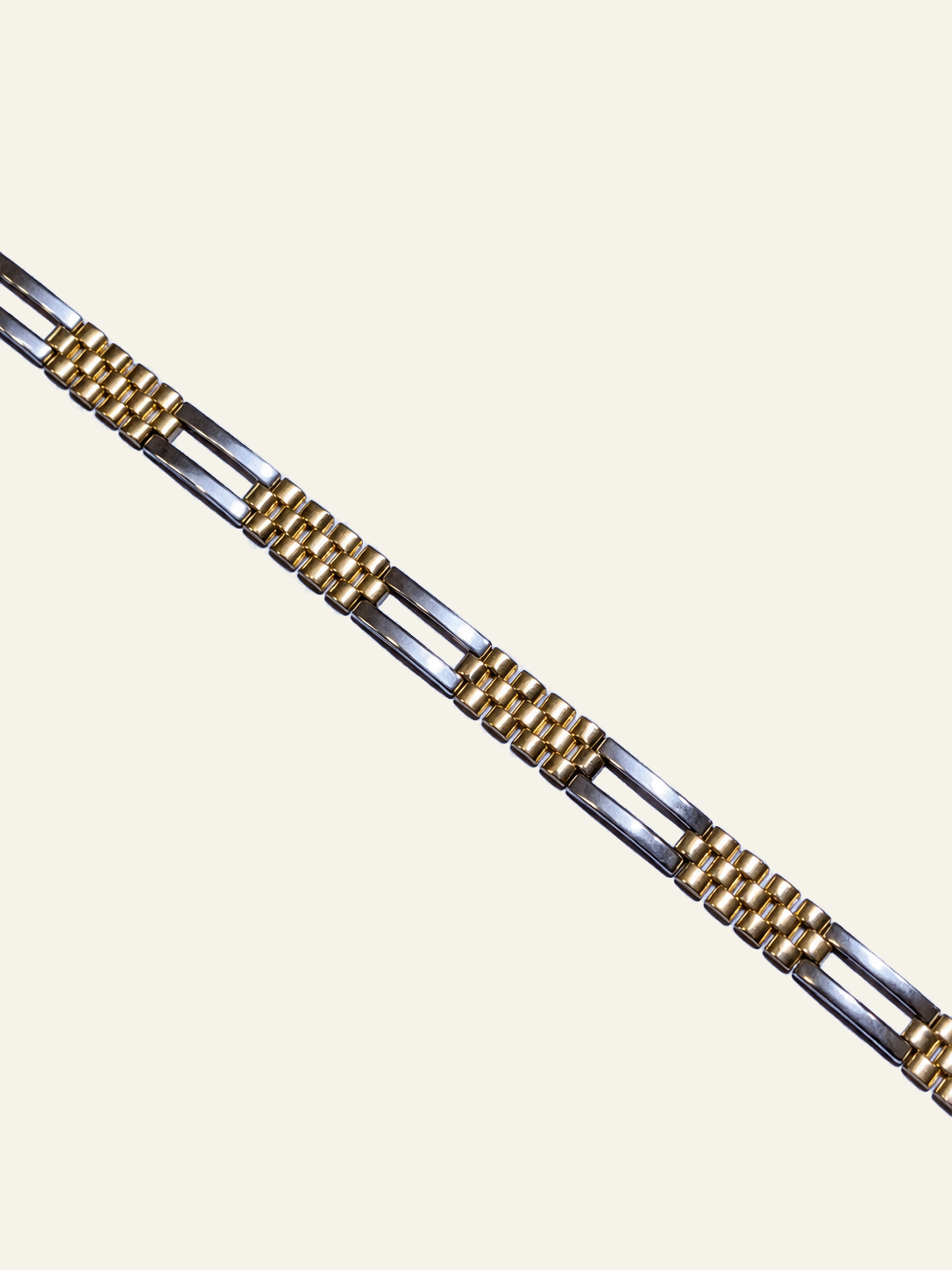 14KT Yellow Gold Two-Tone Watch Link Style Bracelet 6.4mm 8" – R220