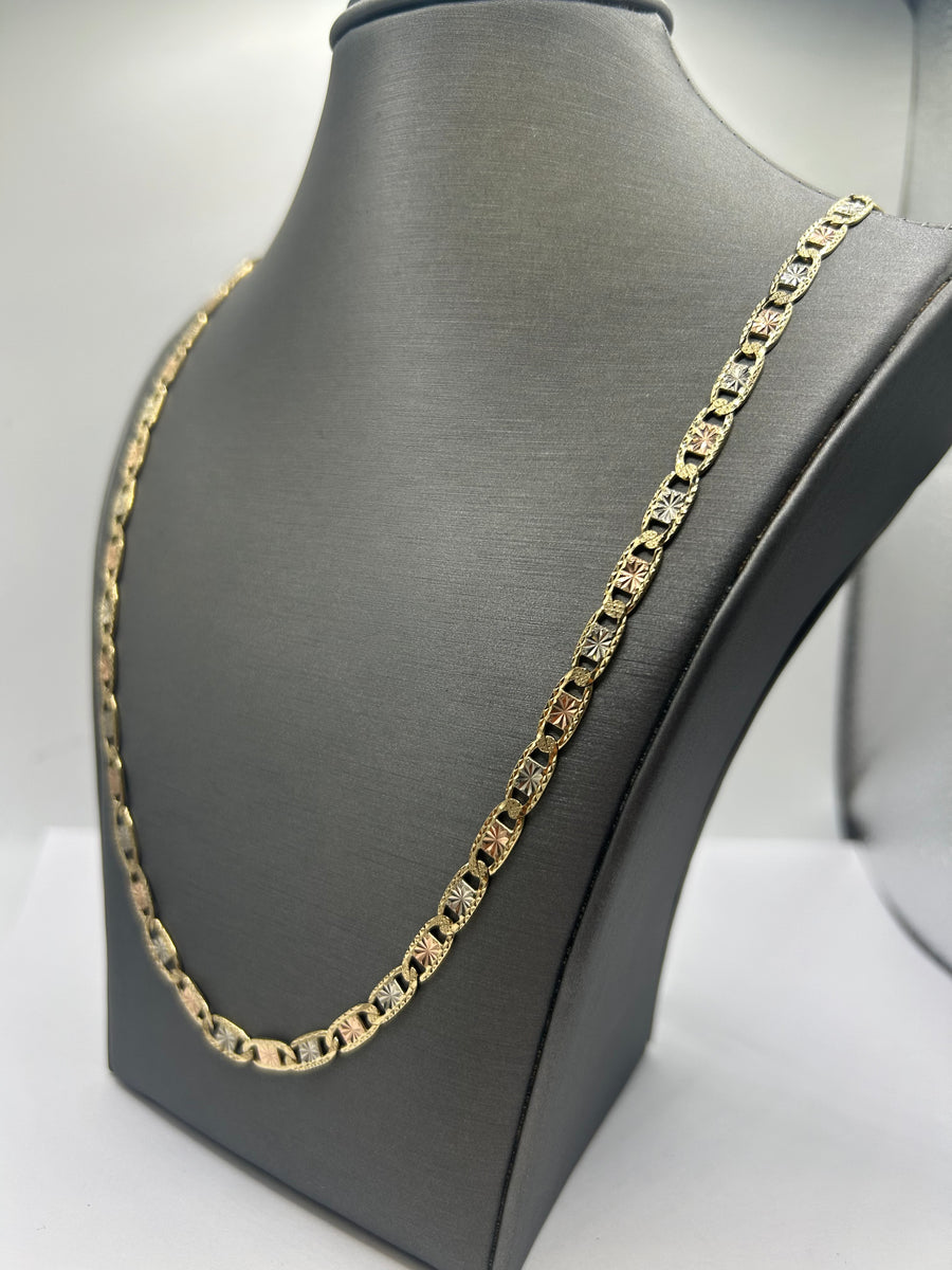 14KT 3-Tone Mariner Link Chain 24inch 5mm
