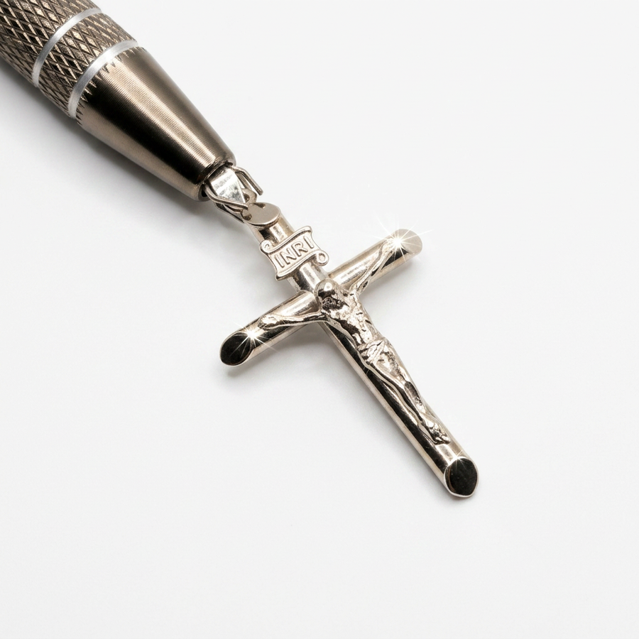 10KT Small White Gold Crucifix Pendant