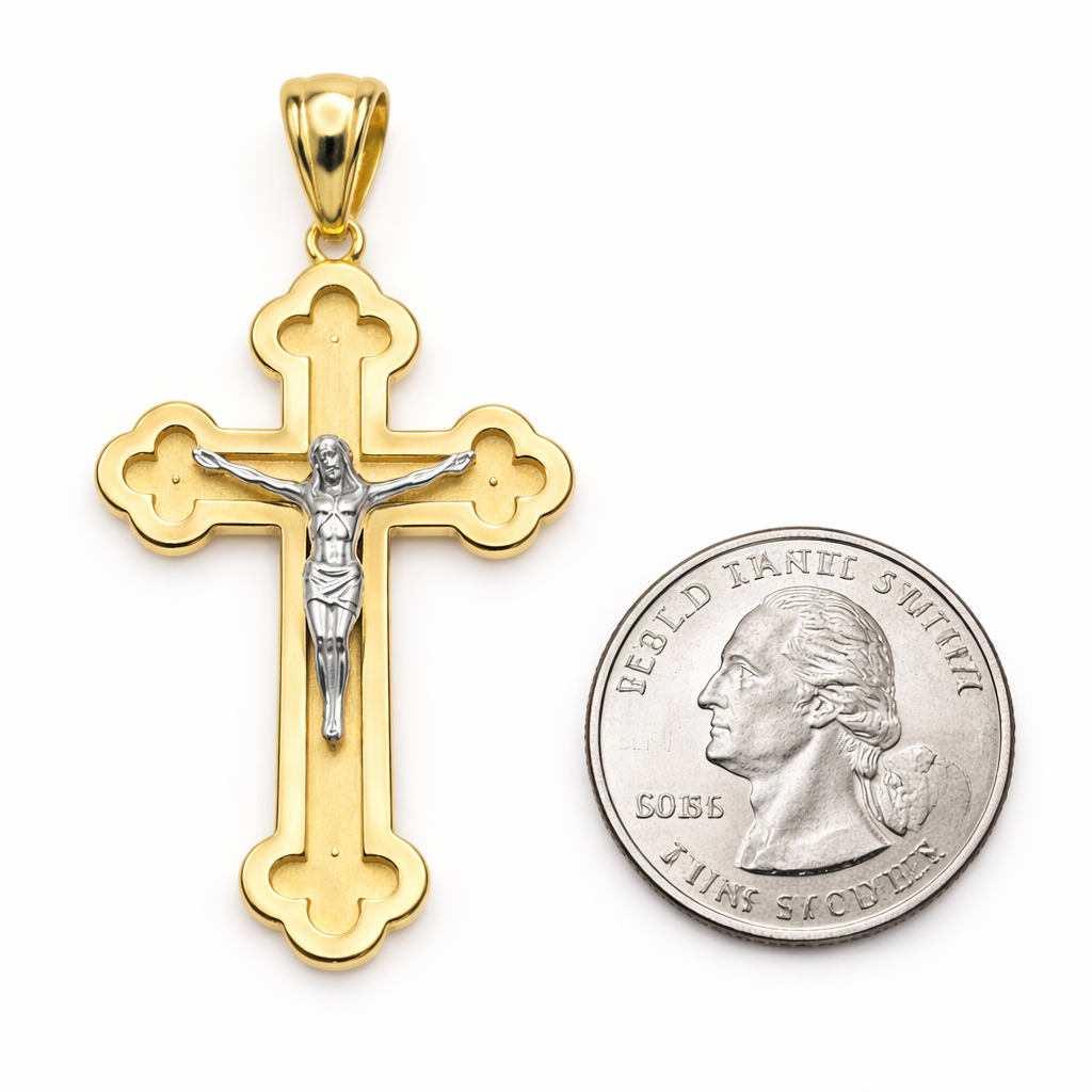 14KT 2-Tone Crucifix Pendant