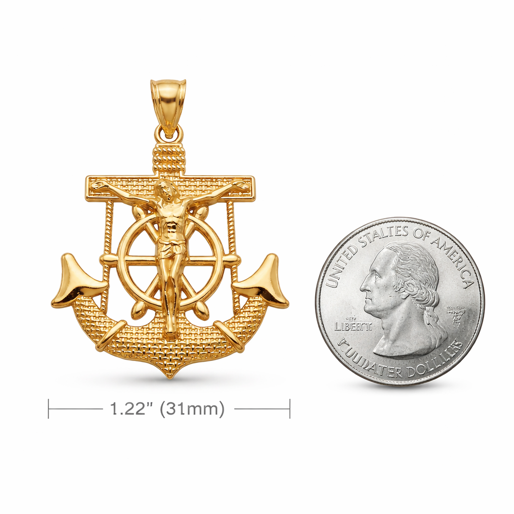 14KT CROSS-ANCHOR PENDANT