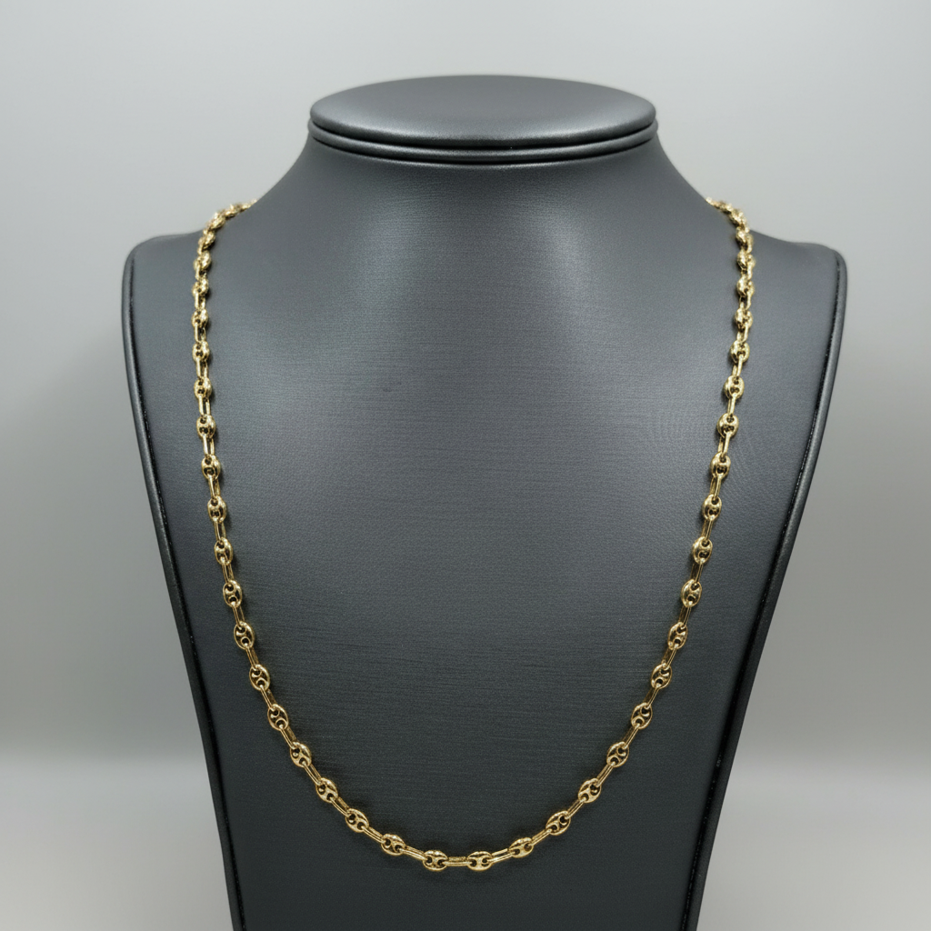 10KT PUFF GUCCI LINK CHAIN 24INCH 4MM