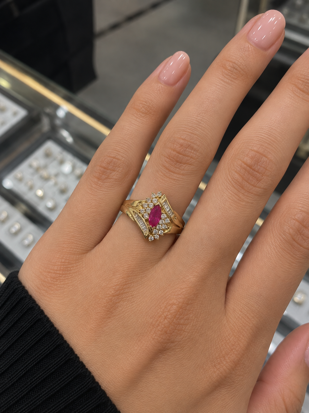 14K Yellow Gold Natural Diamond & Ruby Ring – Size 9 | R1356
