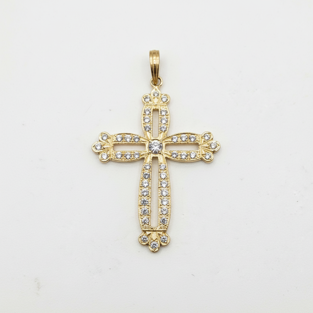 10KT GOLD DIAMOND CROSS PENDANT