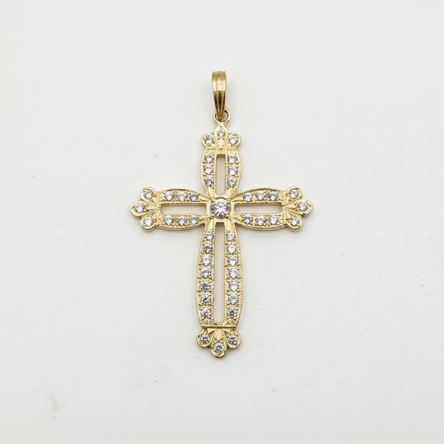 10KT GOLD DIAMOND CROSS PENDANT