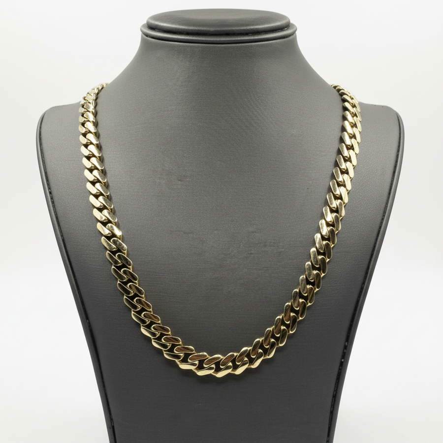 0K Yellow Gold Cuban Link Chain – 28.3 Grams – Classic Miami Cuban Necklace