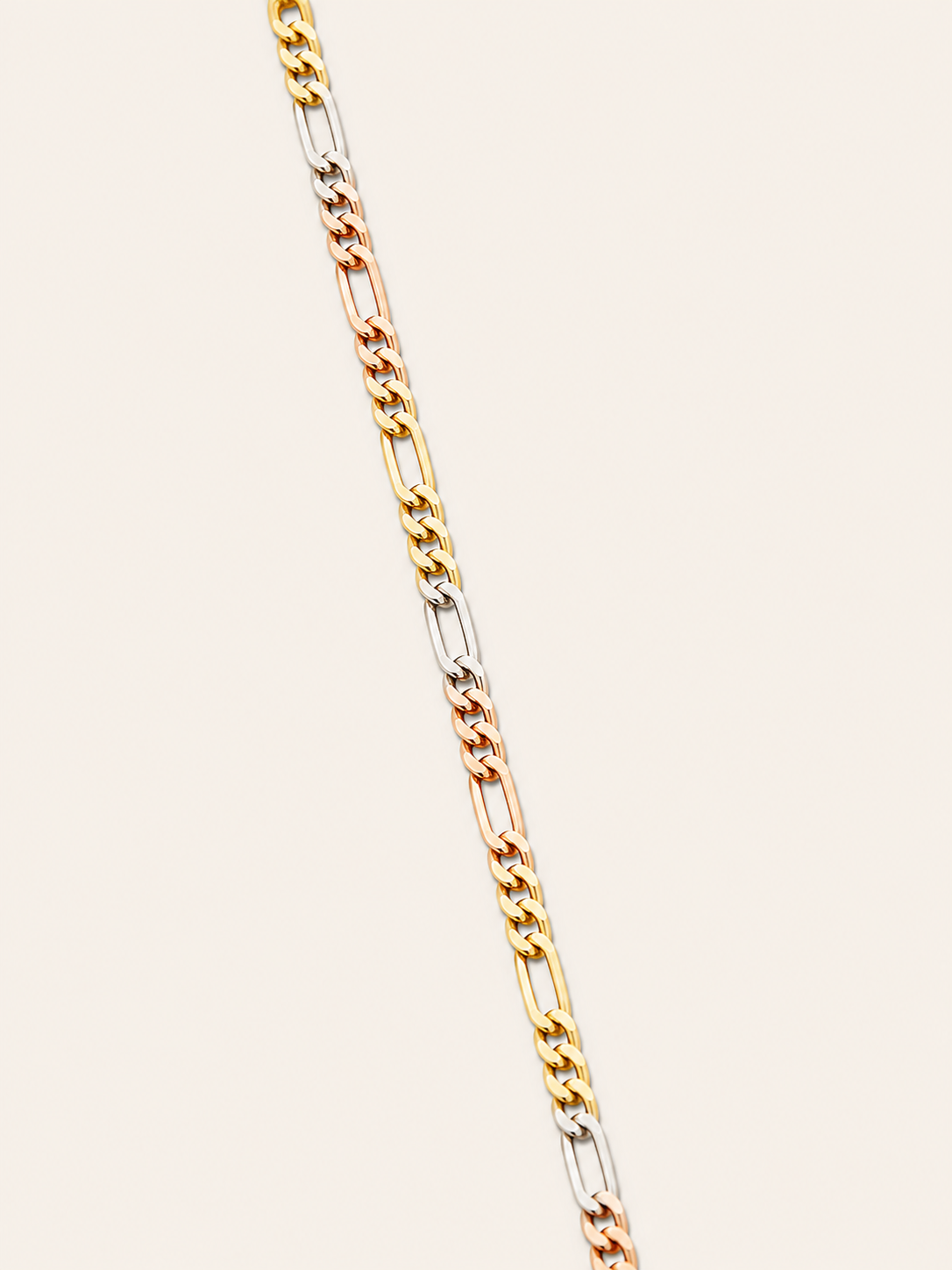 10K Tri-Color Gold Figaro Link Chain – 22" | 3.5mm