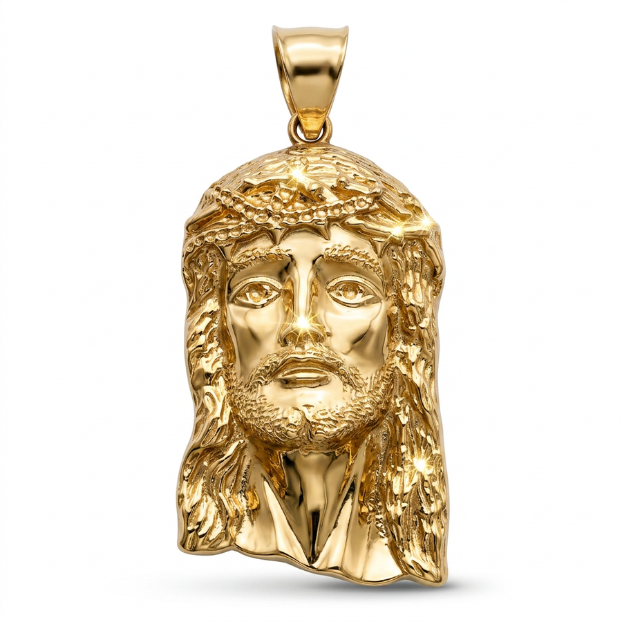 14KT Yellow Gold Jesus Head Pendant – R838