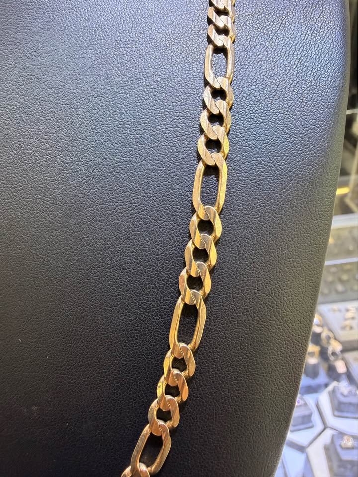 10K Champagne Gold Solid Figaro Chain – 22" | 6.2mm R1523