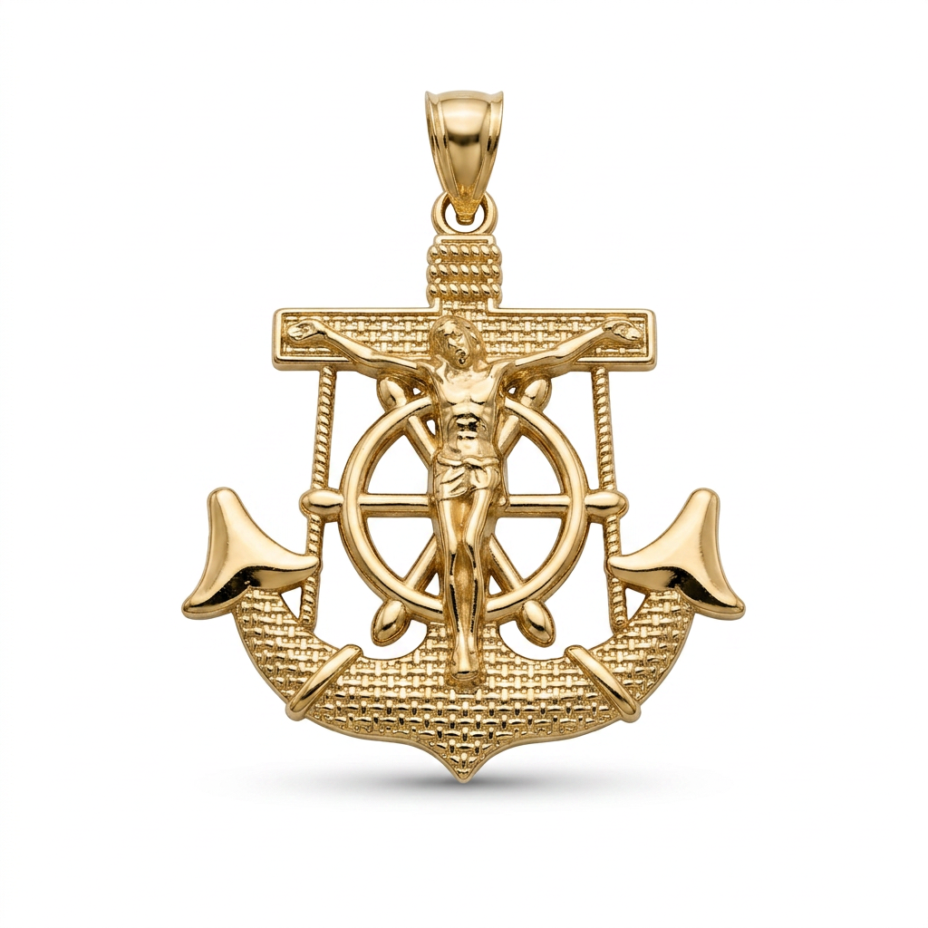 14KT CROSS-ANCHOR PENDANT