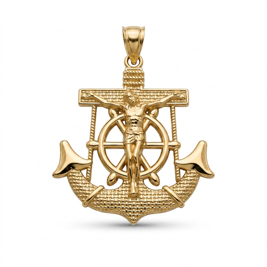 14KT CROSS-ANCHOR PENDANT
