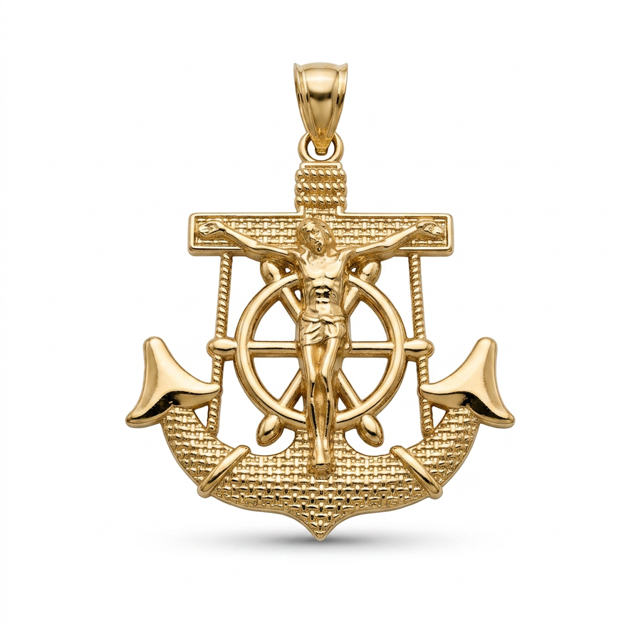 14KT CROSS-ANCHOR PENDANT