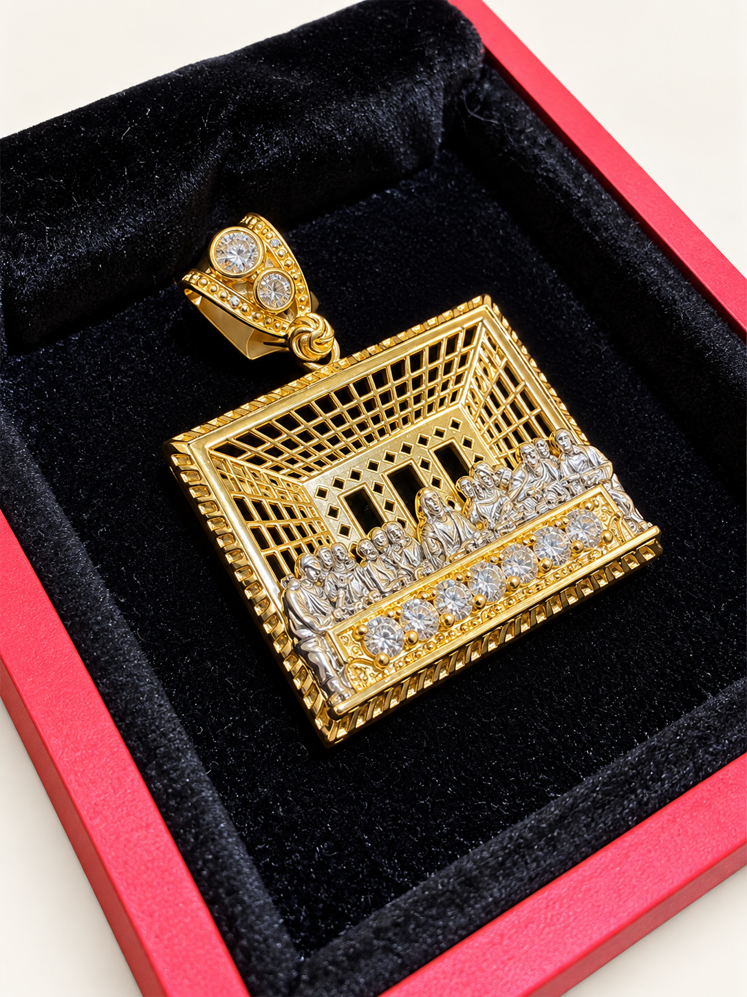 14KT Two-Tone Gold Last Supper Pendant – R724