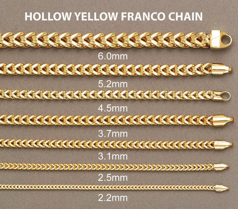 10K Yellow Gold Franco Chain 28 Inches 4.4mm