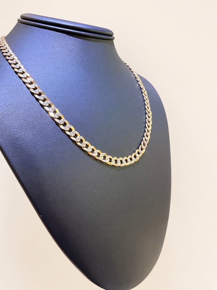 10K Yellow Gold Diamond-Cut Curb Link Chain – 18" | 6.5mm | R2261