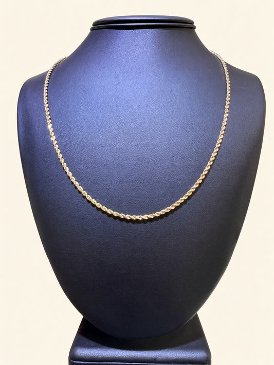 14K Yellow Gold Solid Rope Chain – 20" | 2.4mm | R1661
