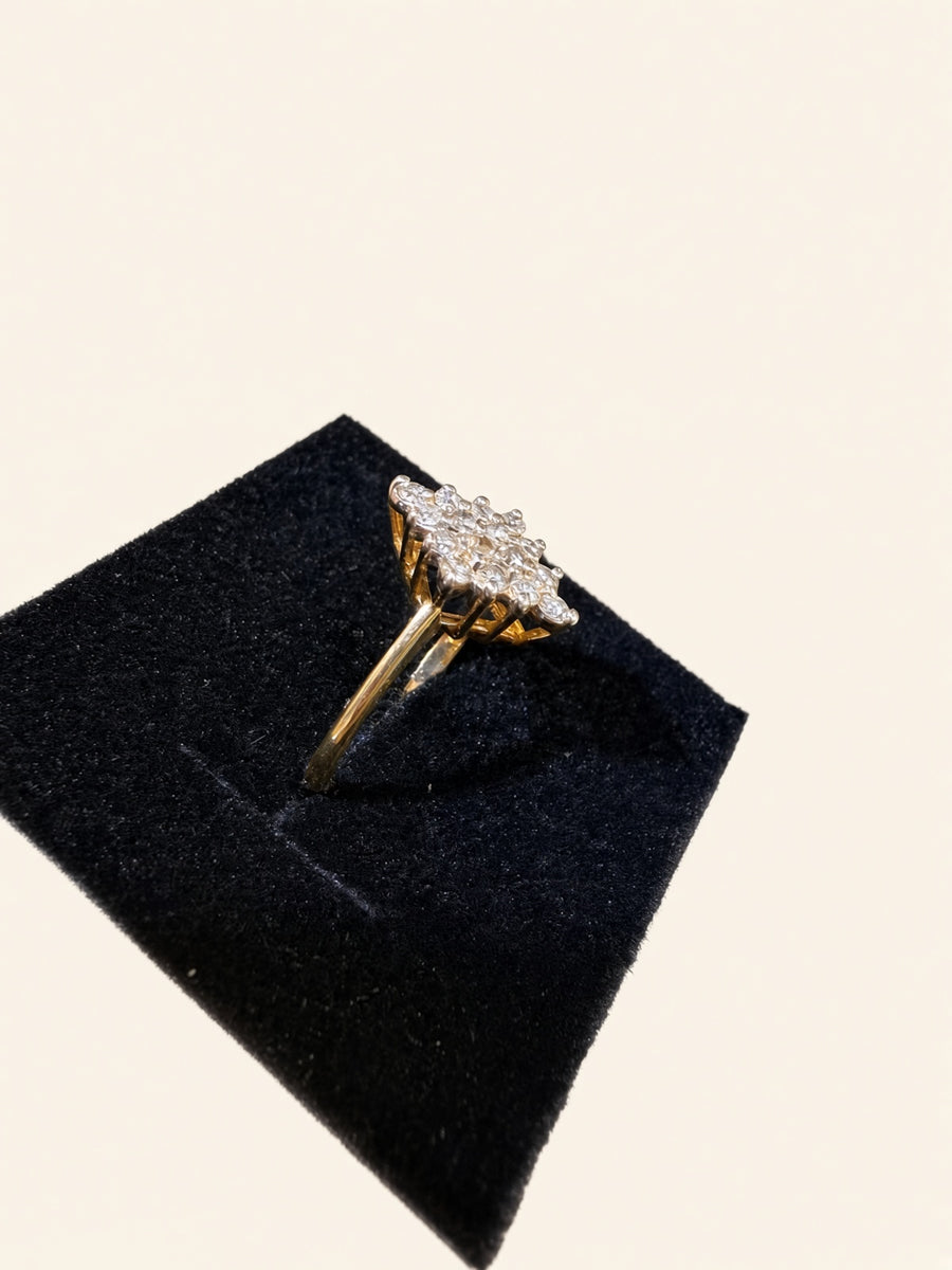 14K Yellow Gold Natural Diamond Cluster Ring – | R1159