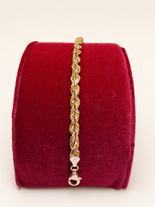 14KT Yellow Gold Solid Rope Bracelet 5.5mm 8" – R192