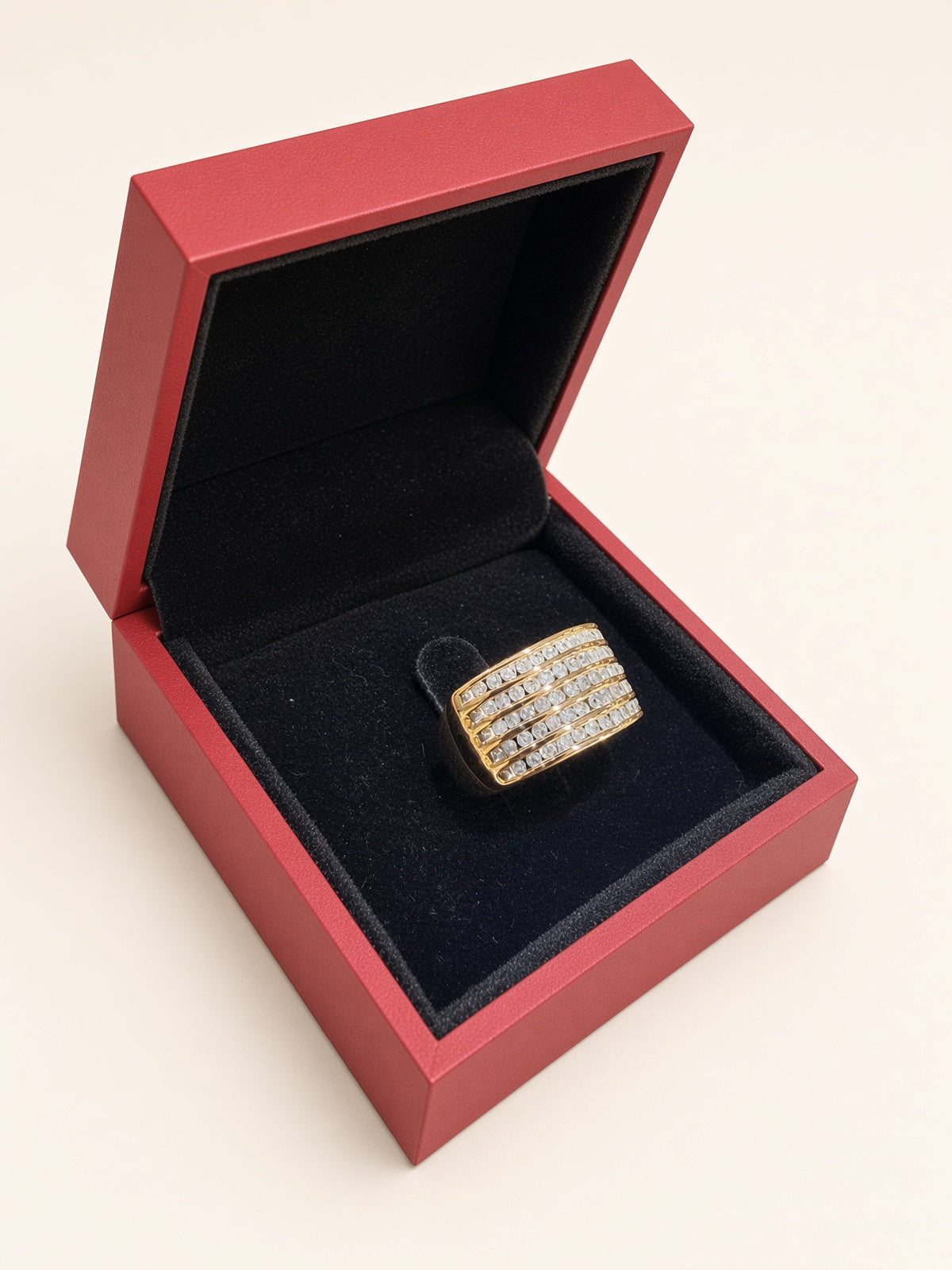 10K Yellow Gold Thick Natural Diamond Band – 0.65 TCW | R1066