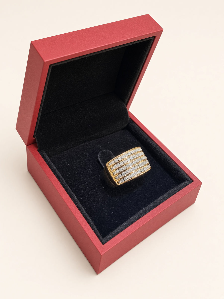 10K Yellow Gold Thick Natural Diamond Band – 0.65 TCW | R1066