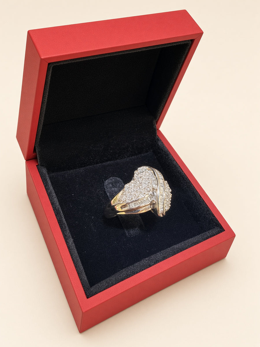 10K White Gold Natural Diamond Statement Ring | R1087