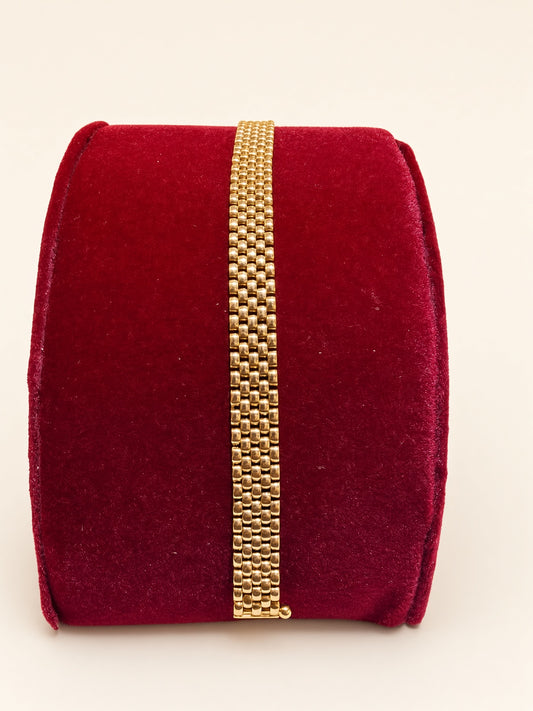 14KT Yellow Gold 5-Row Panther Link Bracelet 8mm 7.5" – R182