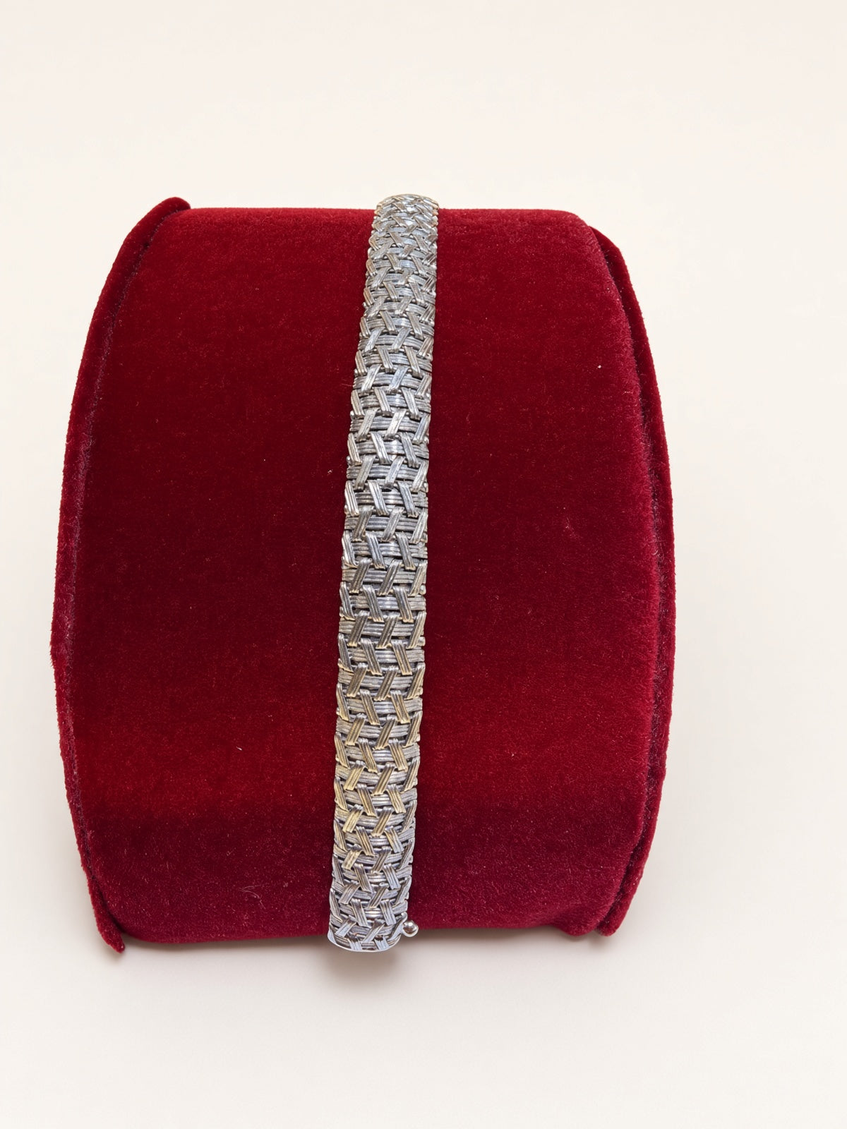 10KT White Gold Wheat Bracelet 10mm 7.5" – R162
