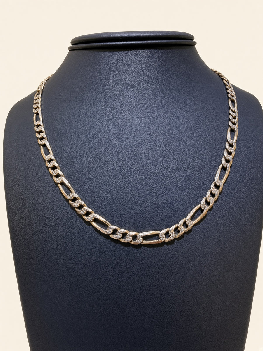 14K Two-Tone Gold Diamond-Cut Figaro Chain – 18" | 5mm | R1562