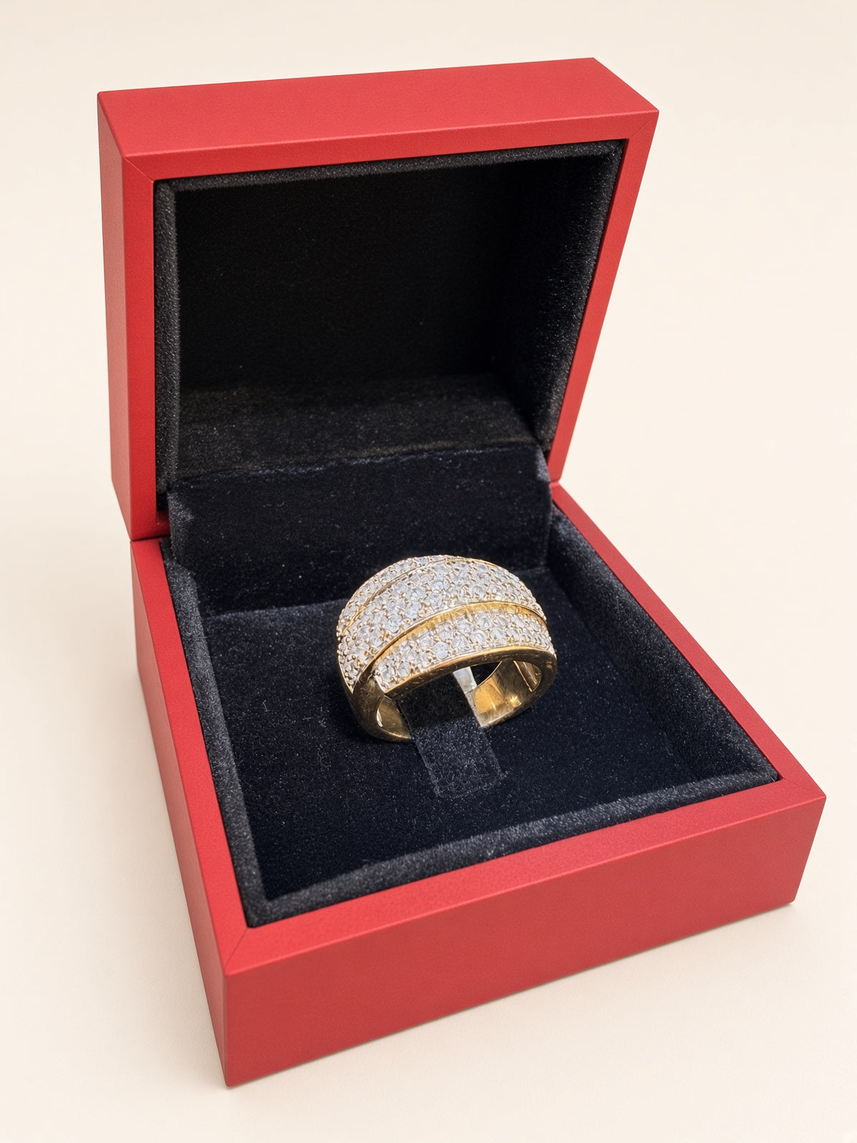 14K Yellow Gold Natural Diamond Wide Band Ring | R1070