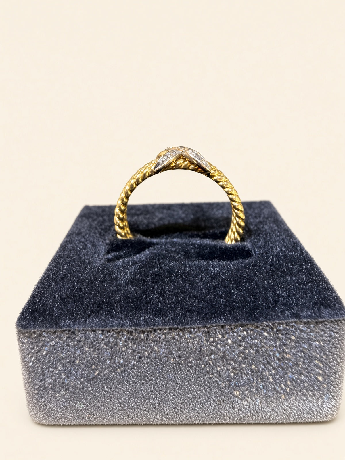 14K Two-Tone “X” Natural Diamond Ring | R1105