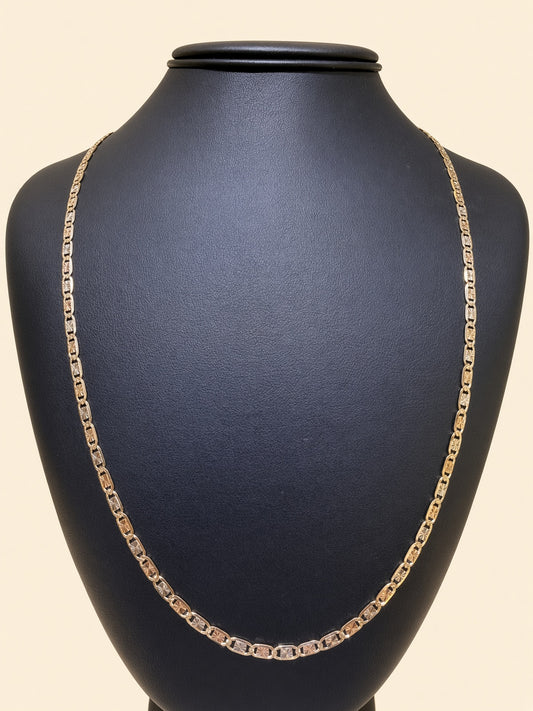 14K Tri-Color Gold Valentino Chain – 24" | 3.5mm | R1959