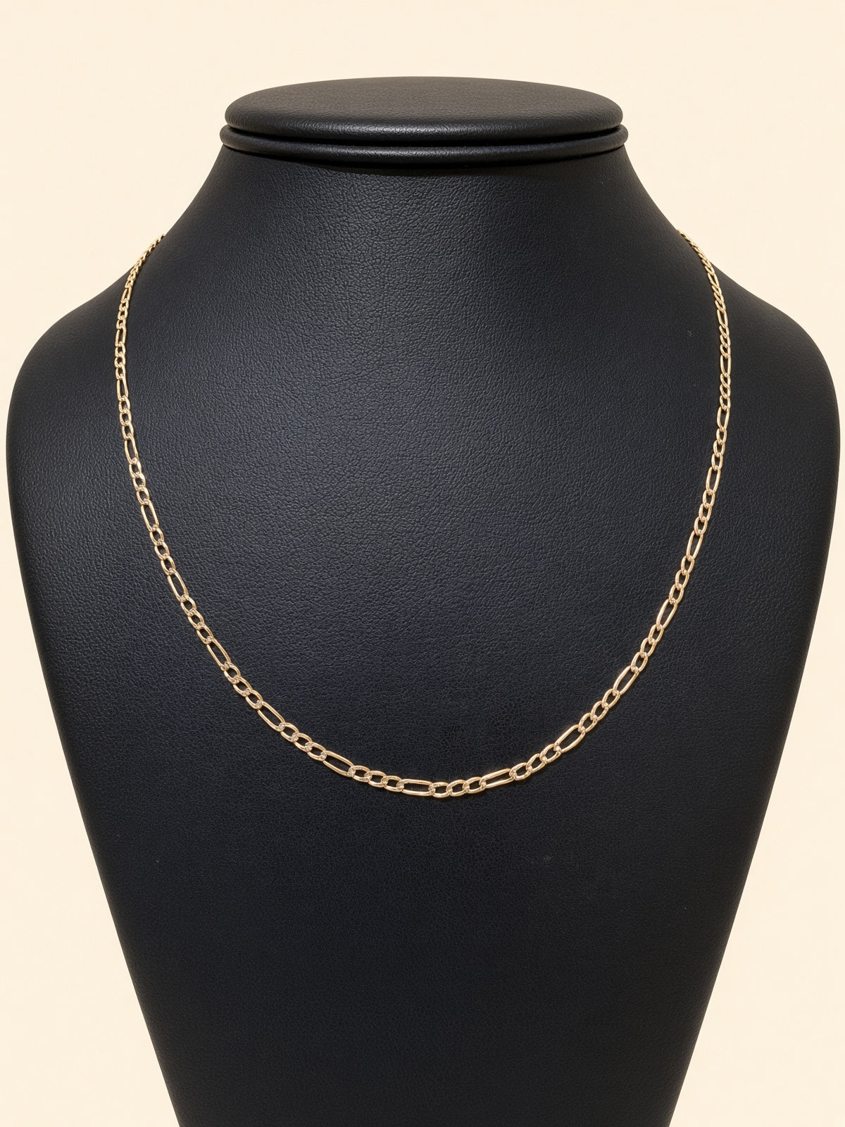 14K Two-Tone Gold Diamond-Cut Figaro Chain – 18" | 2.2mm | R1566