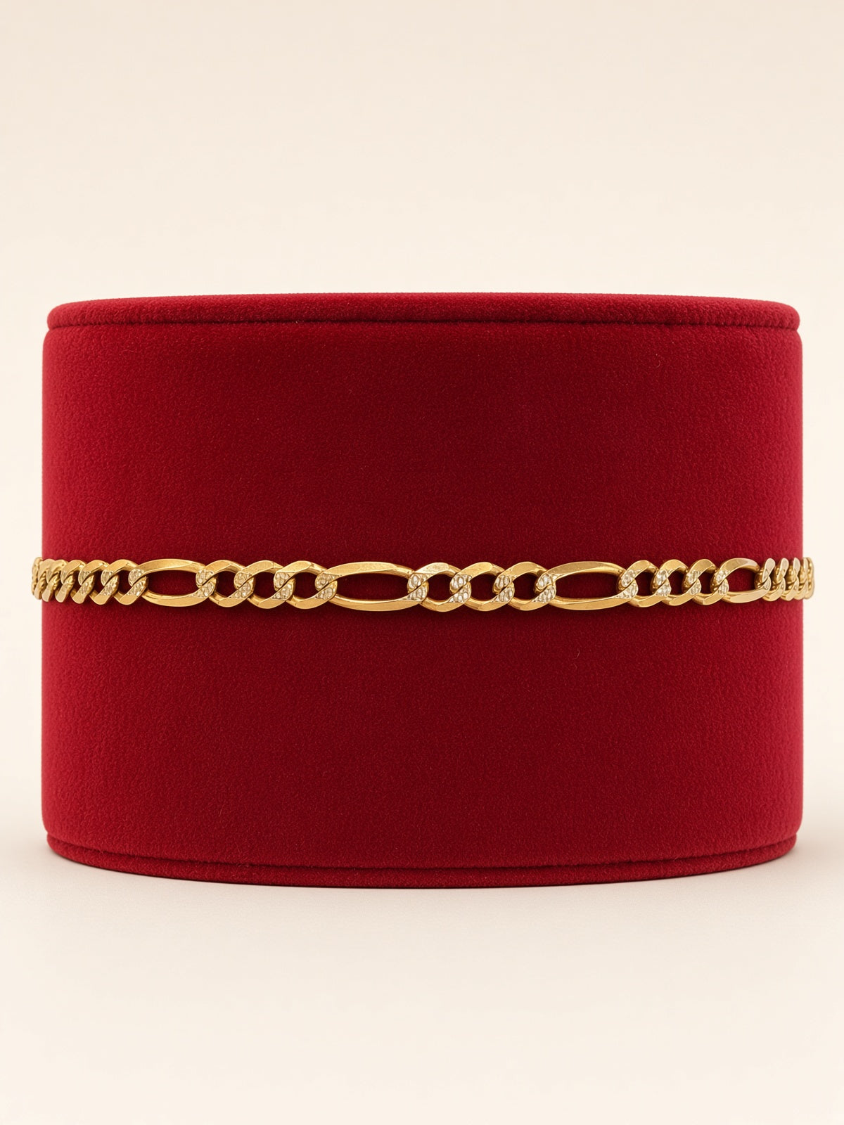 14KT Yellow Gold Diamond-Cut Figaro Bracelet 6mm 8"