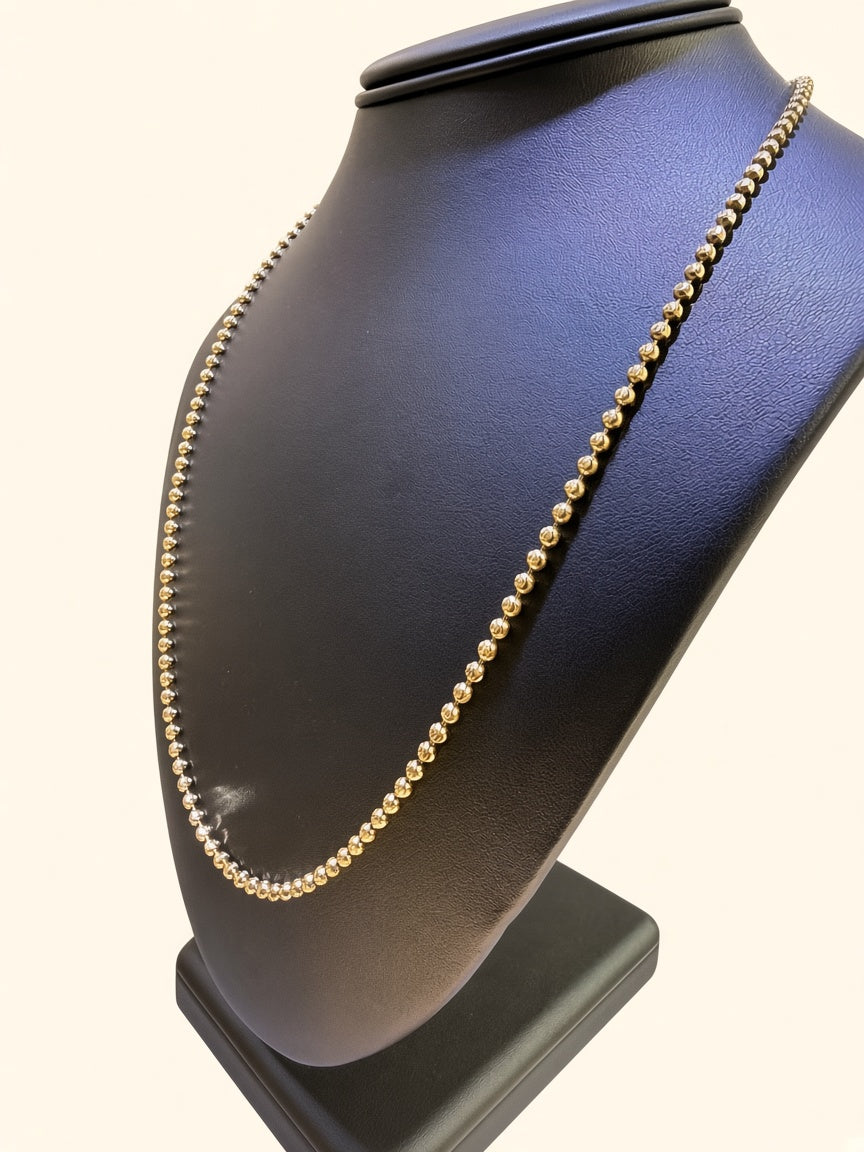10K Yellow Gold Moon Cut Bead Chain – 26" | 3mm | R2327