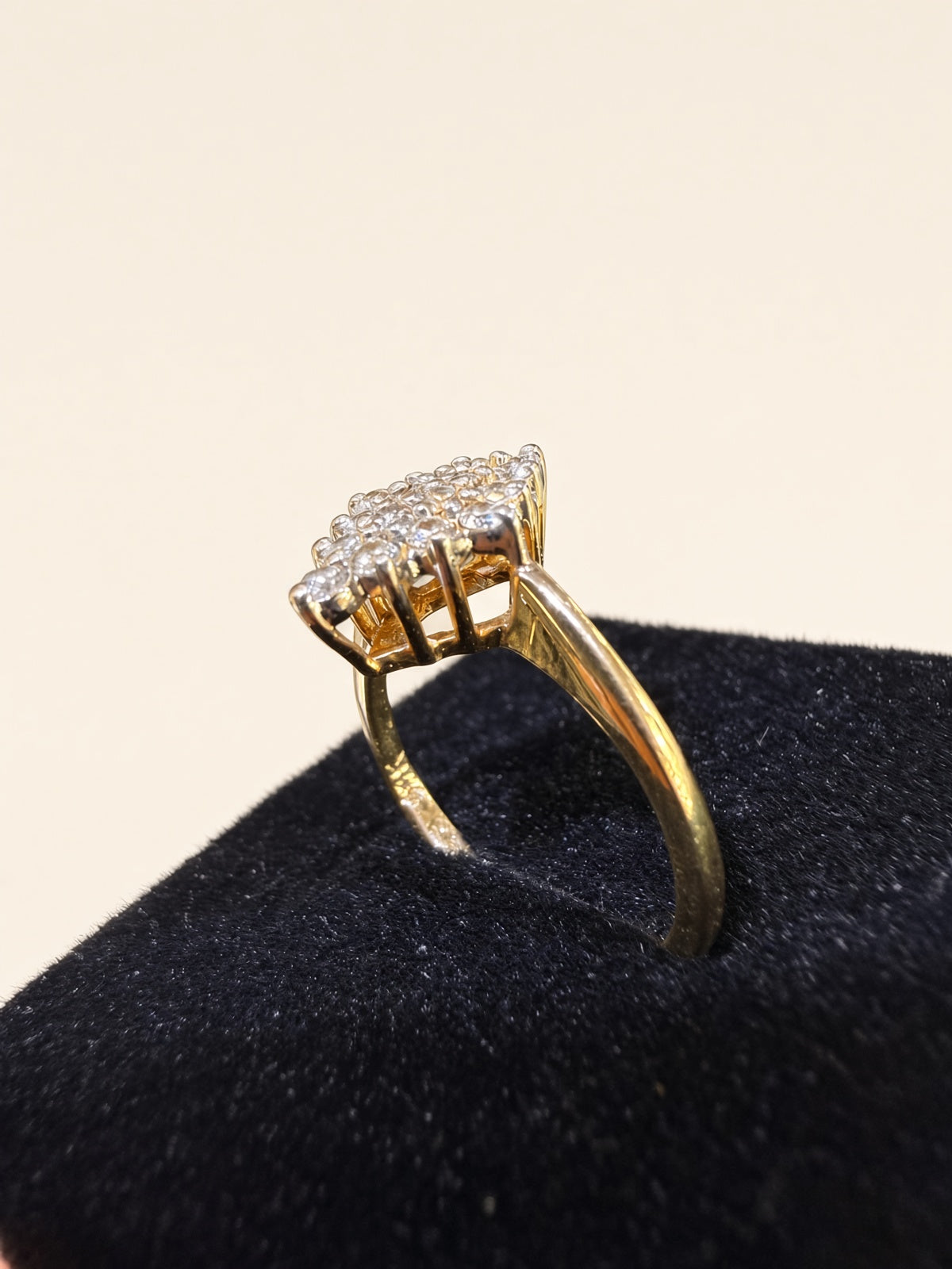 14K Yellow Gold Natural Diamond Cluster Ring – | R1159