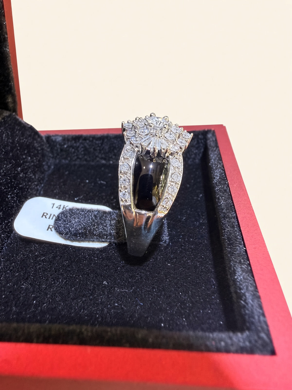 14K White Gold Natural Diamond & Onyx Ring | R1073