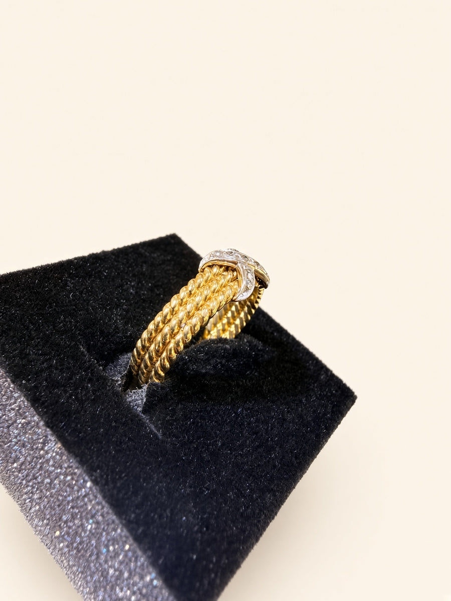 14K Two-Tone “X” Natural Diamond Ring | R1105